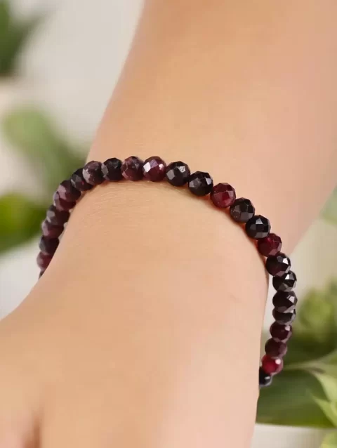 Shop Garnet Crystal Bracelet In 4mm Beads Faceted