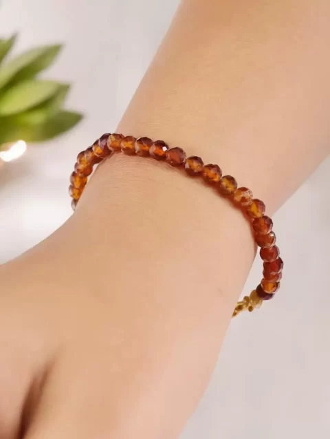 Shop Hessonite Crystal Bracelet In 4mm Faceted Beads