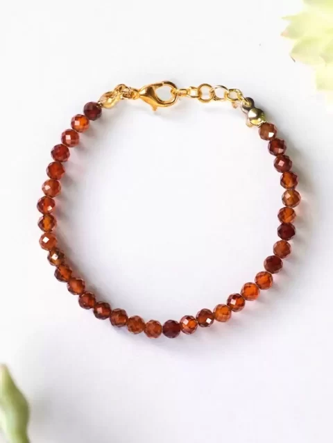 Shop Hessonite Crystal Bracelet In 4mm Faceted Beads