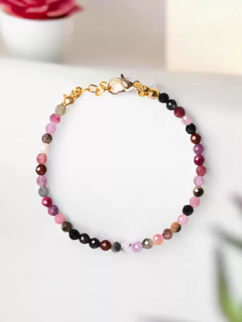 Shop Multi Tourmaline Crystal Bracelet In 4mm Faceted Beads