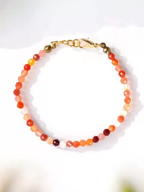 Shop Red Carnelian Crystal Bracelet In 4mm Faceted Beads