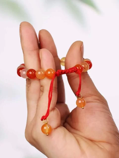 Shop Natural Red Crystal Carnelian Thread Bracelet 8mm