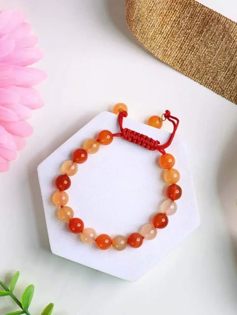 Shop Natural Red Crystal Carnelian Thread Bracelet 8mm