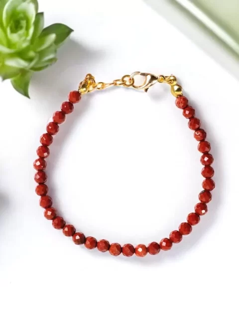 Shop Red Jasper Crystal Bracelet In 4mm Faceted Beads