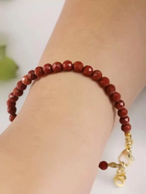 Shop Red Jasper Crystal Bracelet In 4mm Faceted Beads