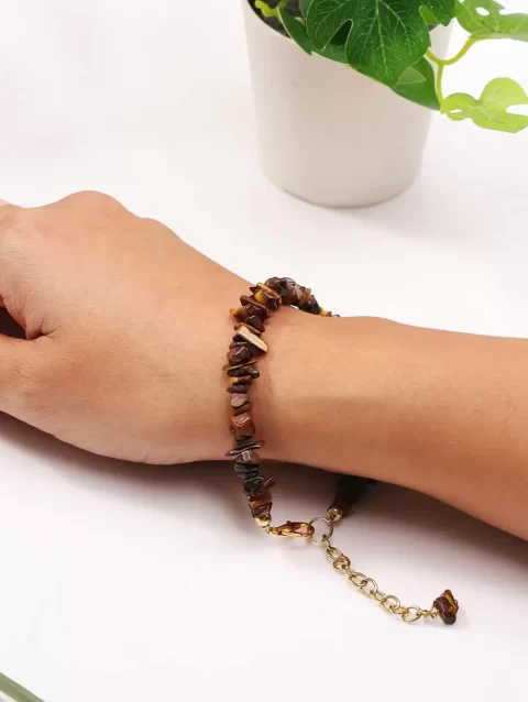 Shop Tiger Eye Crystal Chips Chain Bracelet