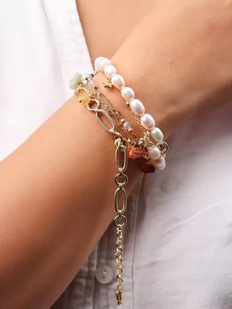 Mother Of Pearl 7 Chakra Chain Bracelet